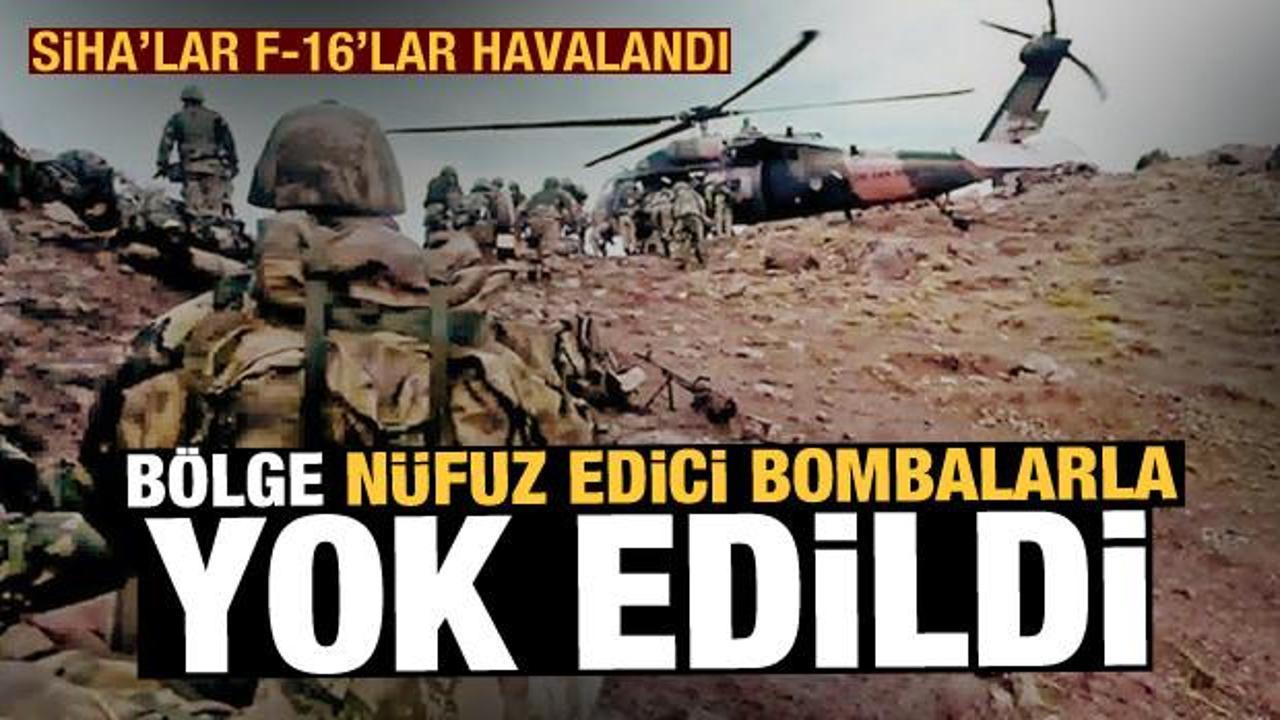 SİHA'lar F-16'lar havalandı! Gara bölgesi nüfuz edici bombalarla PKK'ya dar edildi