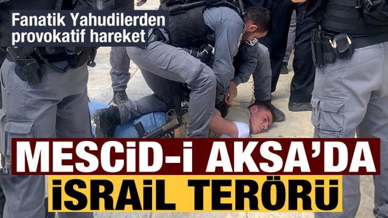 Yahudi işgalcilerden İsrail polisi ile Mescid-i Aksa'ya baskın 
