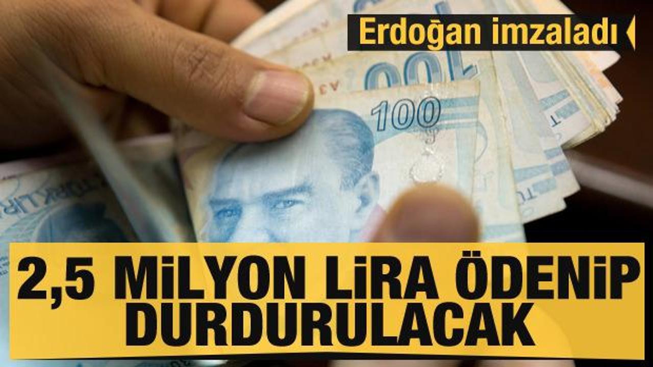 Erdoğan imzaladı! Toplam 2,5 milyon lira ödenip, durdurulacak