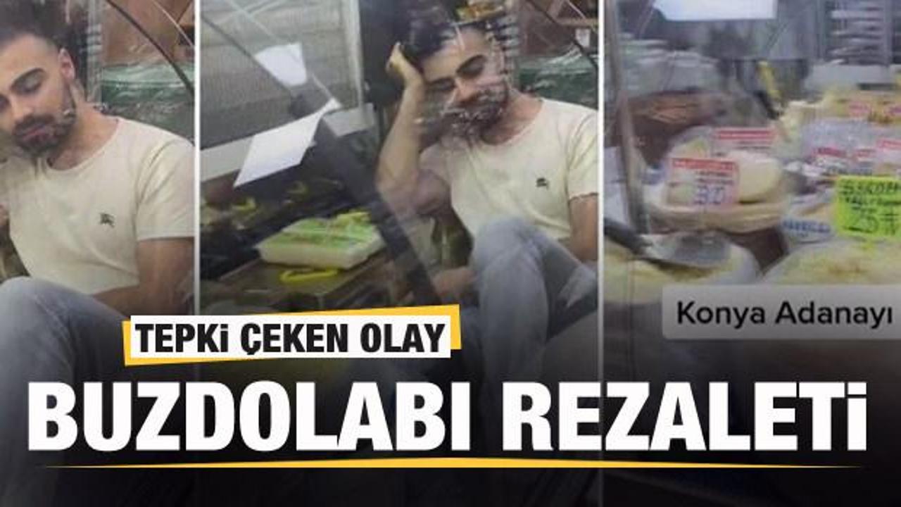 Konya'da tepki çeken olay! Gıda ürünlerinin bulunduğu buzdolabına girip...