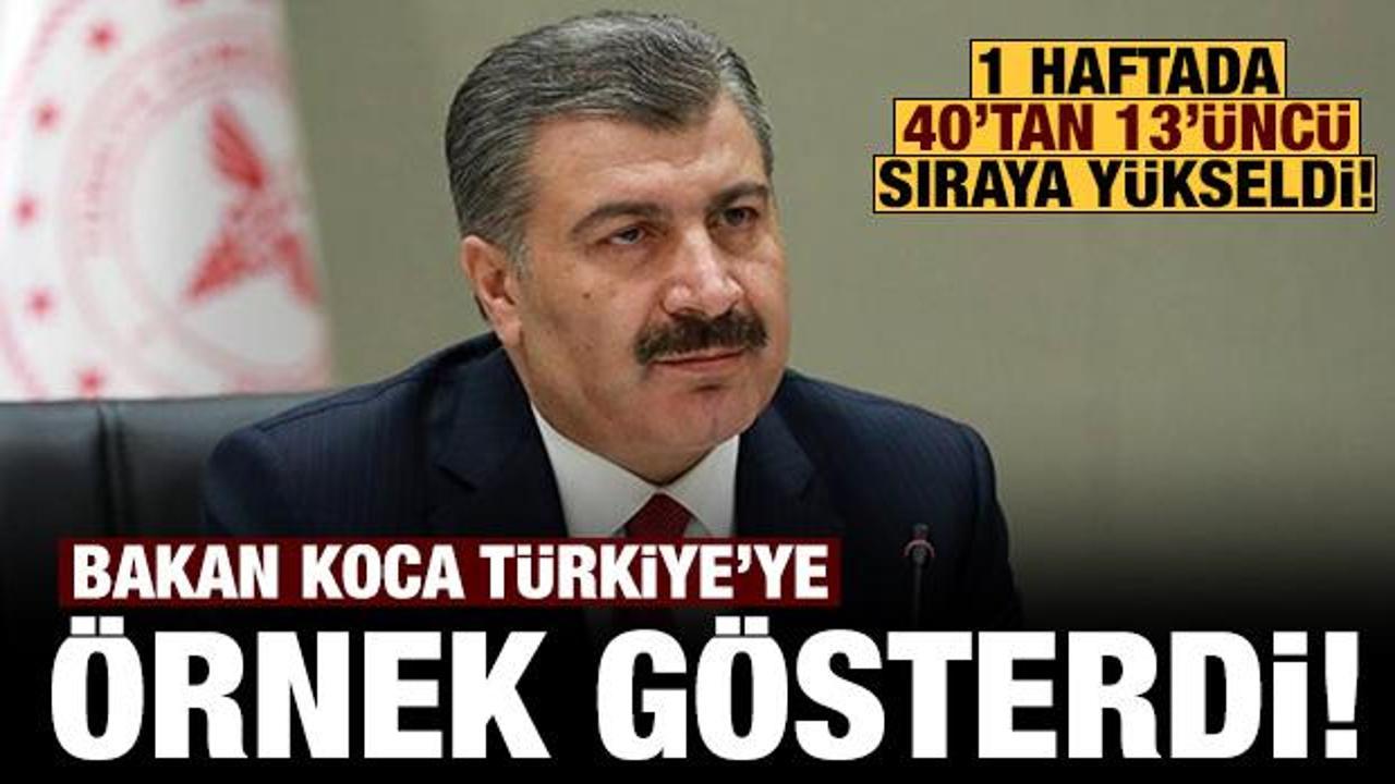 Bakan Koca Türkiye'ye örnek gösterdi: Bir haftada 40'tan 13'üncü sıraya yükseldi!