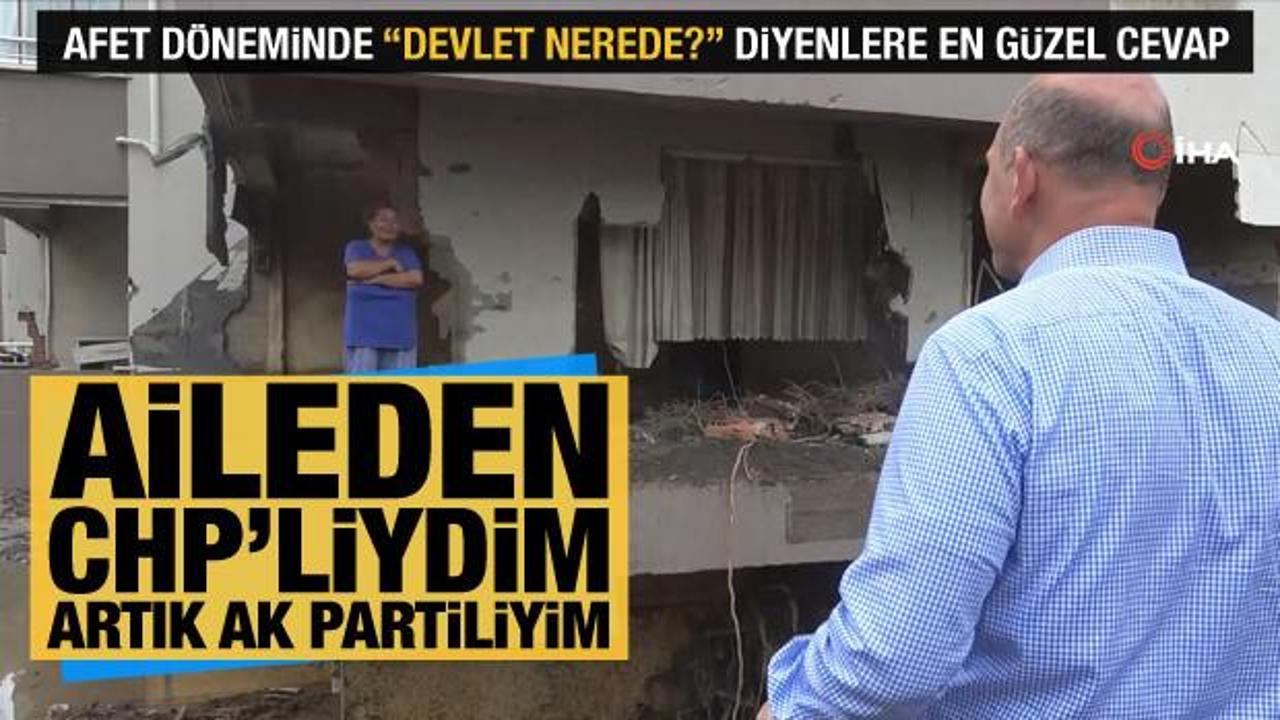 Selde evi zarar g&ouml;ren &Ouml;z&ccedil;elik: Aileden CHP'liydim artık AK Partiliyim