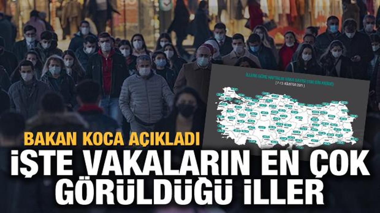 Son Dakika: Bakan Koca illere g&ouml;re haftalık koronavir&uuml;s vaka haritasını paylaştı