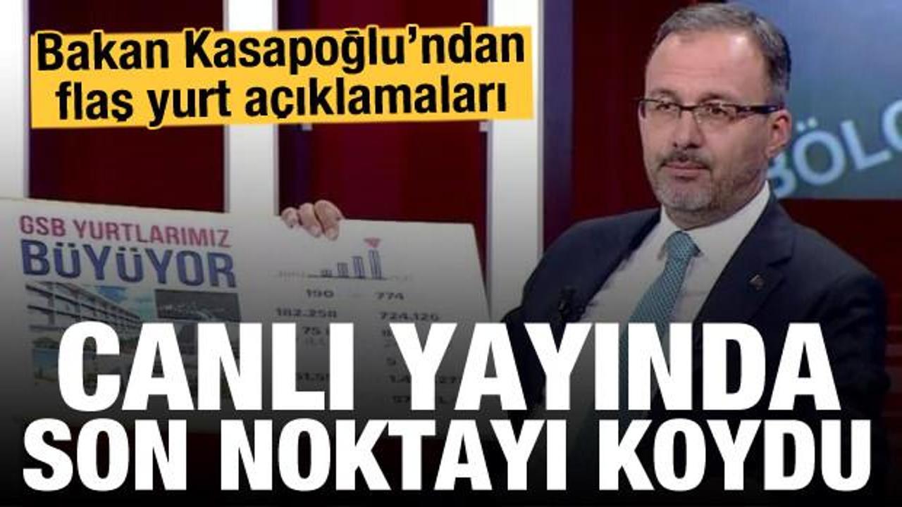 Bakan Kasapoğlu canlı yayında yurt tartışmalarına yanıt verdi