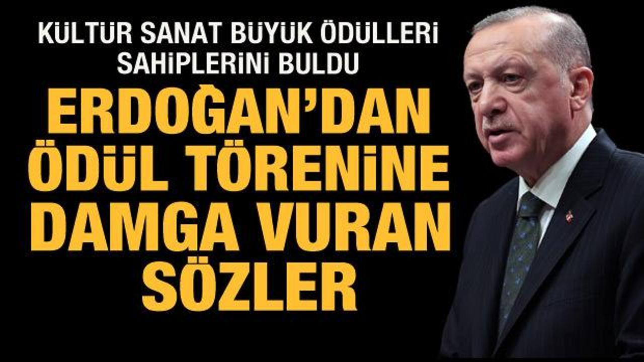Cumhurbaşkanı Erdoğan'dan &ouml;d&uuml;l t&ouml;renine damga vuran s&ouml;zler!