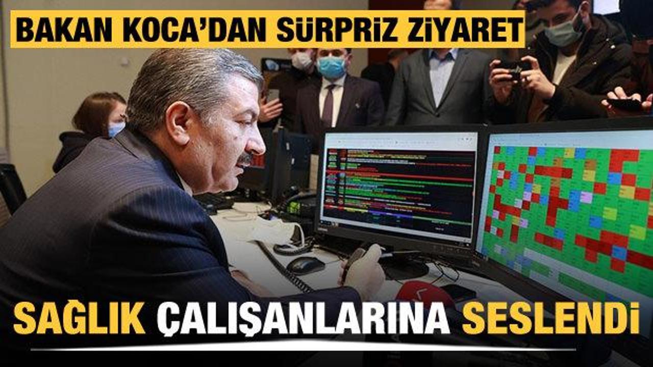 Sağlık Bakanı Koca'dan s&uuml;rpriz ziyaret! Sağlık &ccedil;alışanlarına seslendi