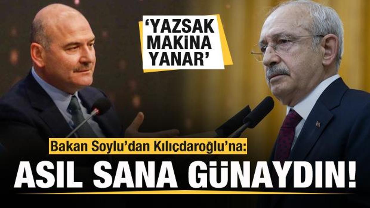 Bakan Soylu'dan Kılıçdaroğlu'na cevap: Sizin dediklerinizi yazsak makina yanar