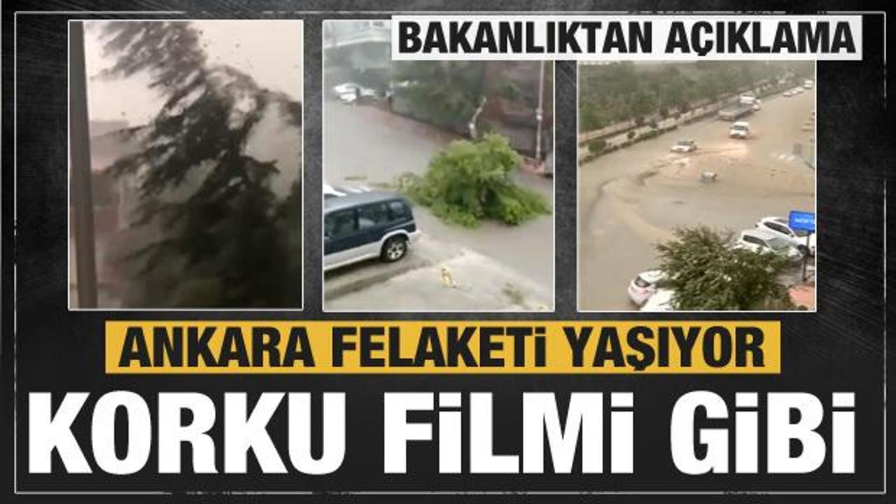 Ankara'da hayat felç! Gündüz geceye döndü! Yağmur ve fırtına!