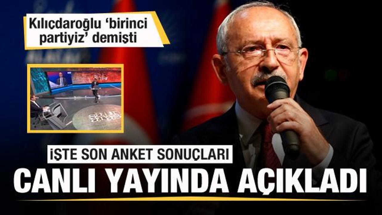Kılıçdaroğlu 'birinci partiyiz' demişti! Canlı yayında anket sonuçlarını açıkladı