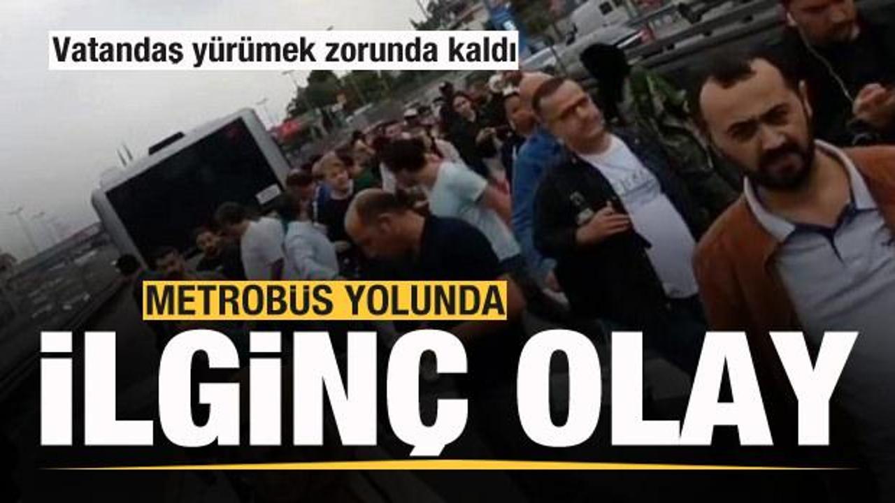 Metrob&uuml;s yolunda ilgin&ccedil; olay! Vatandaş y&uuml;r&uuml;mek zorunda kaldı