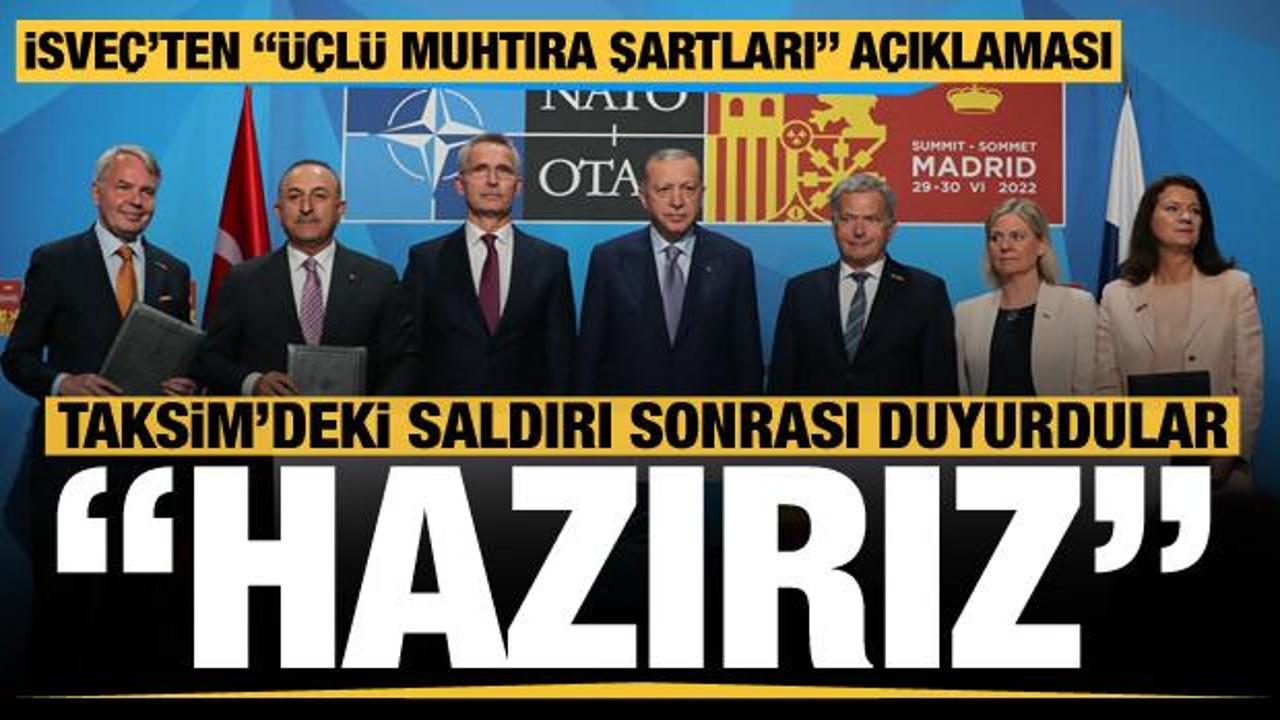 Taksim'deki saldırı sonrası İsve&ccedil;'ten "&Uuml;&ccedil;l&uuml; Muhtıra şartları" a&ccedil;ıklaması