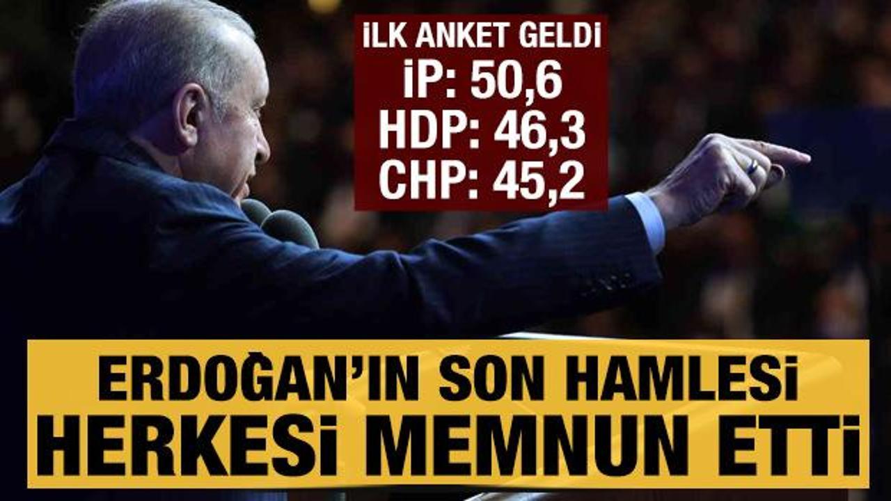 Erdoğan'ın son hamlesi herkesi memnun etti! İlk anket geldi: İP: 50,6 - HDP: 46,3 - CHP: 45,2