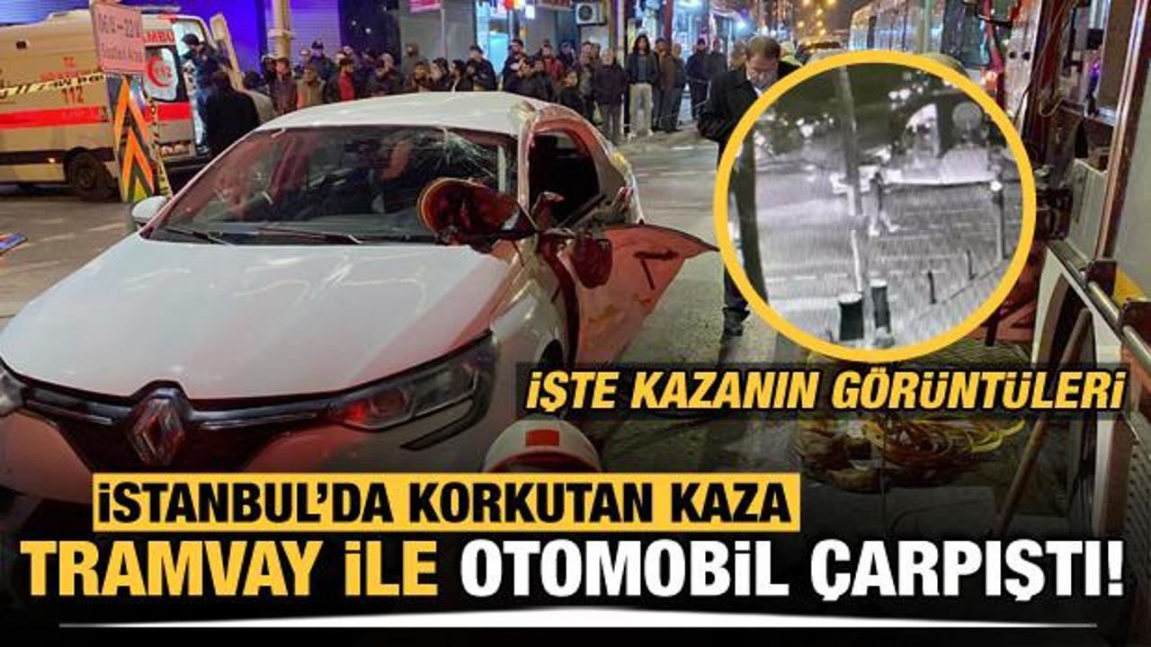 Zeytinburnu'nda otomobil ile tramvay çarpıştı! İşte kaza görüntüleri