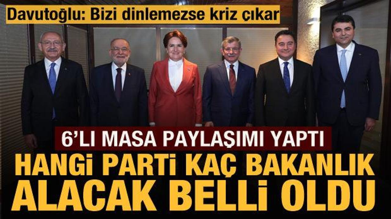 Davutoğlu açıkladı: Hangi parti kaç bakanlık alacak belli oldu