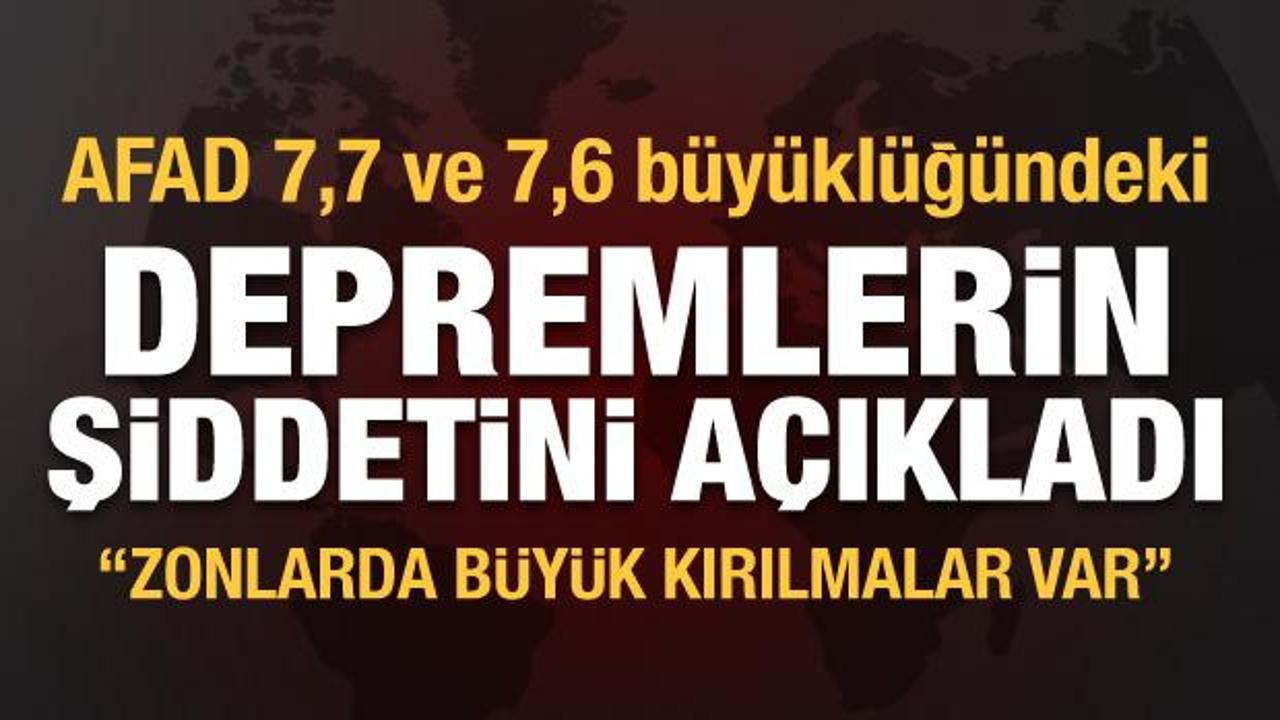 AFAD 7,7 ve 7,6 b&uuml;y&uuml;kl&uuml;ğ&uuml;ndeki depremlerin şiddetini a&ccedil;ıkladı