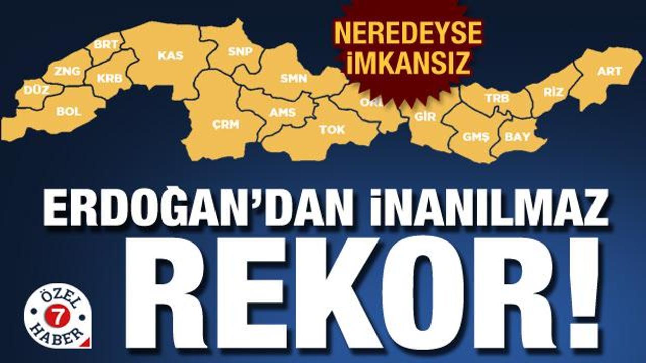 Bölge rekoru! Karadeniz'in bütün şehirlerinde Erdoğan damgası