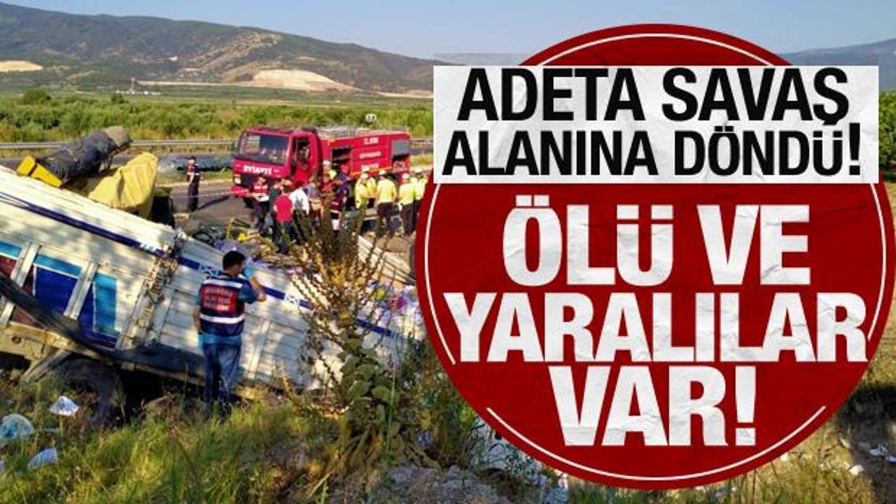 Adeta savaş alanı! Aydın'daki feci kazada 2 kişi &ouml;ld&uuml;, 4 kişi yaralandı!