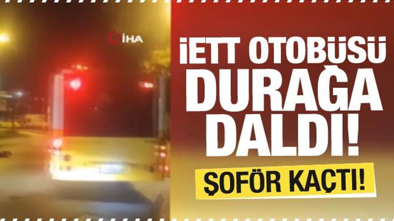 Beyoğlu'nda İETT otobüsü durağa daldı! Şoför de kaçtı