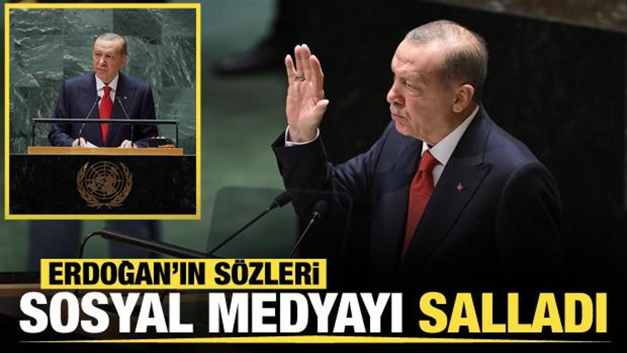 Cumhurbaşkanı Erdoğan'ın BM'deki s&ouml;zleri sosyal medyayı salladı