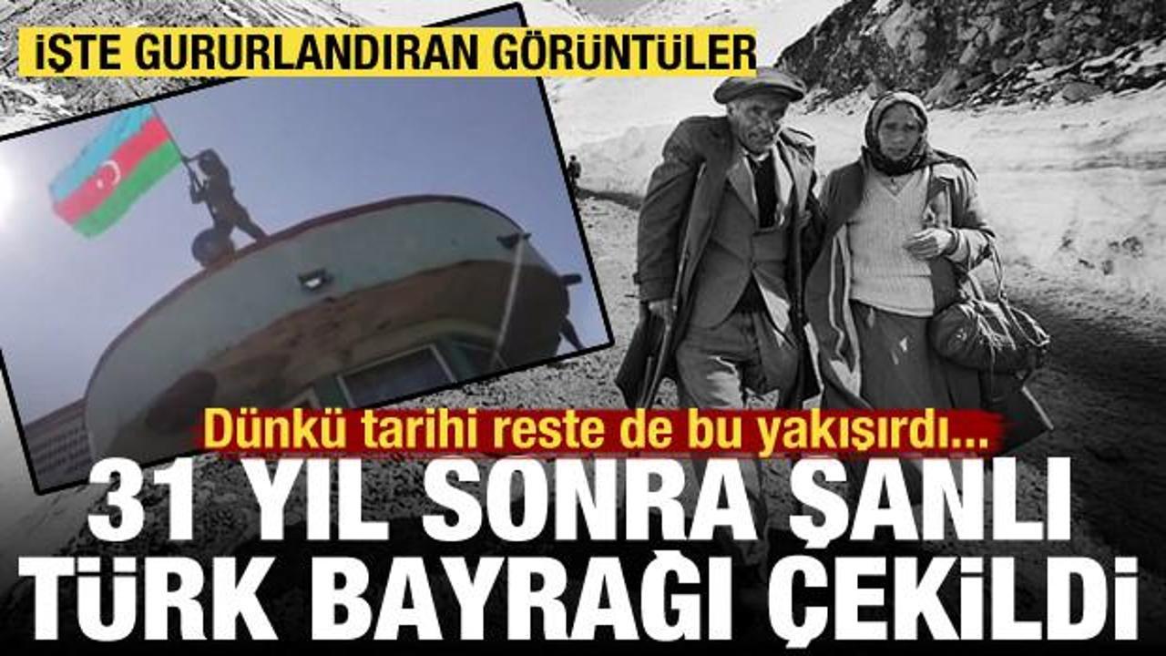 Hocalı'da Azerbaycan bayrağı dalgalanıyor