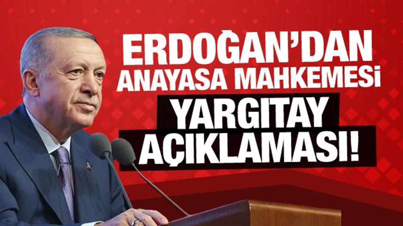 Erdoğan'dan son dakika Anayasa Mahkemesi ve Yargıtay açıklaması!