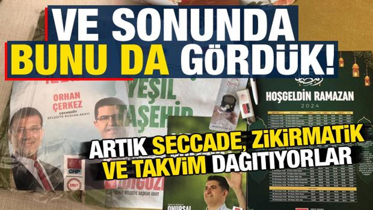 Ve bunu da g&ouml;rd&uuml;k: CHP, oy i&ccedil;in seccade ve zikirmatik dağıtmaya başladı...