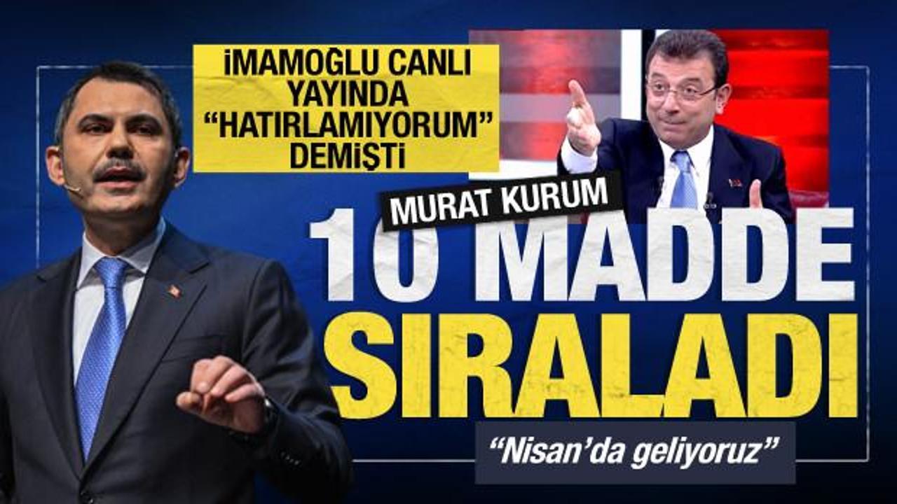 Murat Kurum paylaştı: İmamoğlu'nun 2019'da verdiği fakat tutmadığı 10 vaadi
