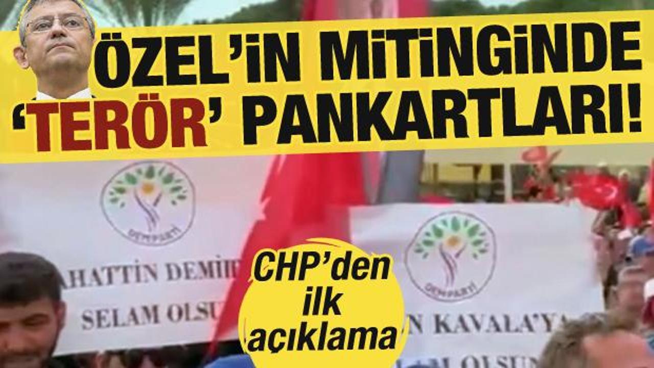 Kirli ittifak sahaya yansıdı! CHP lideri Özgür Özel'in mitinginde DEM Parti pankartları