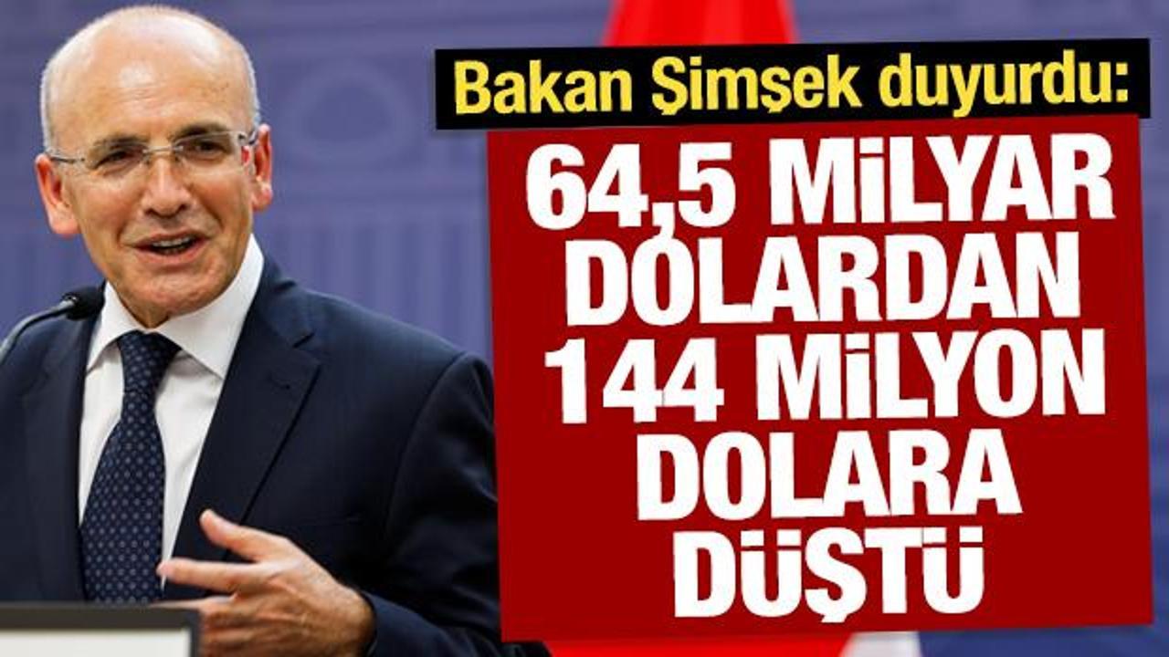 Bakan Şimşek duyurdu: 64,5 milyar dolardan 144 milyon dolara d&uuml;şt&uuml;