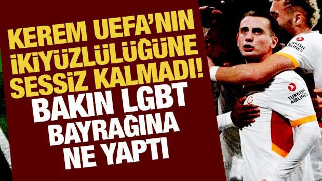 Kerem, UEFA'nın ikiyüzlülüğüne sessiz kalmadı! Bakın LGBT bayrağına ne yaptı