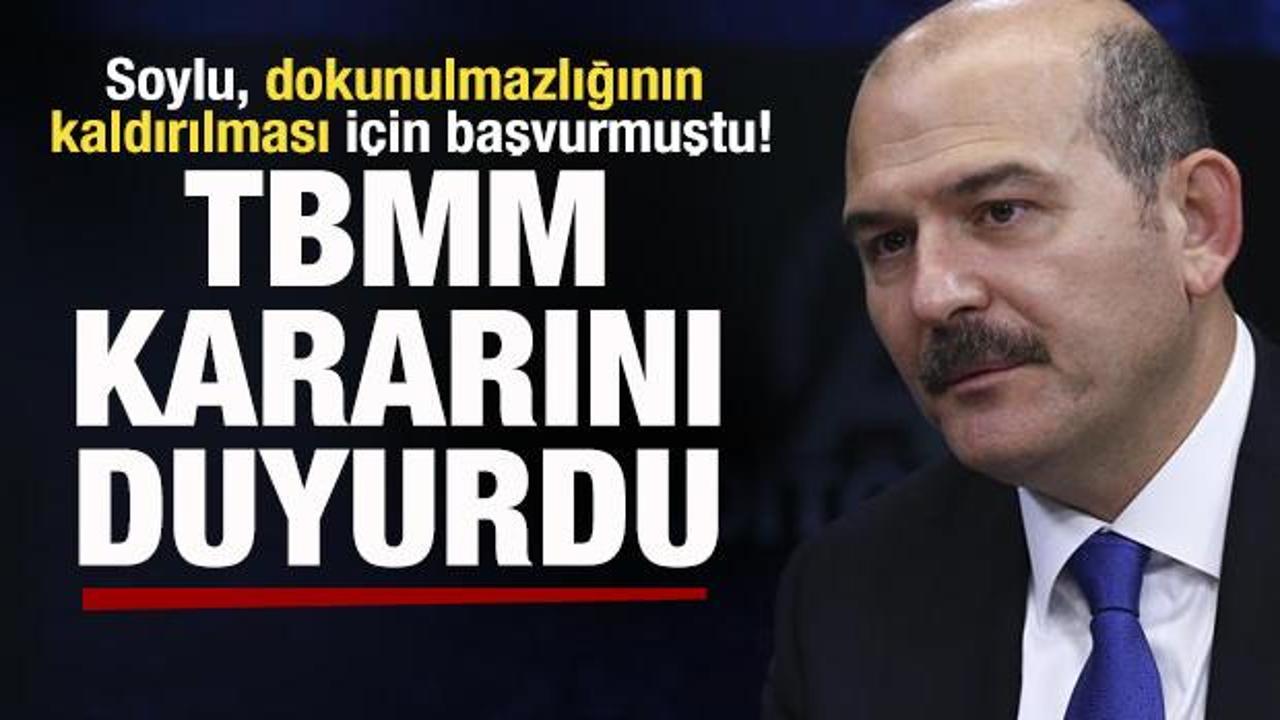 TBMM'den S&uuml;leyman Soylu kararı! Dokunulmazlığının kaldırılması i&ccedil;in başvurmuştu! 