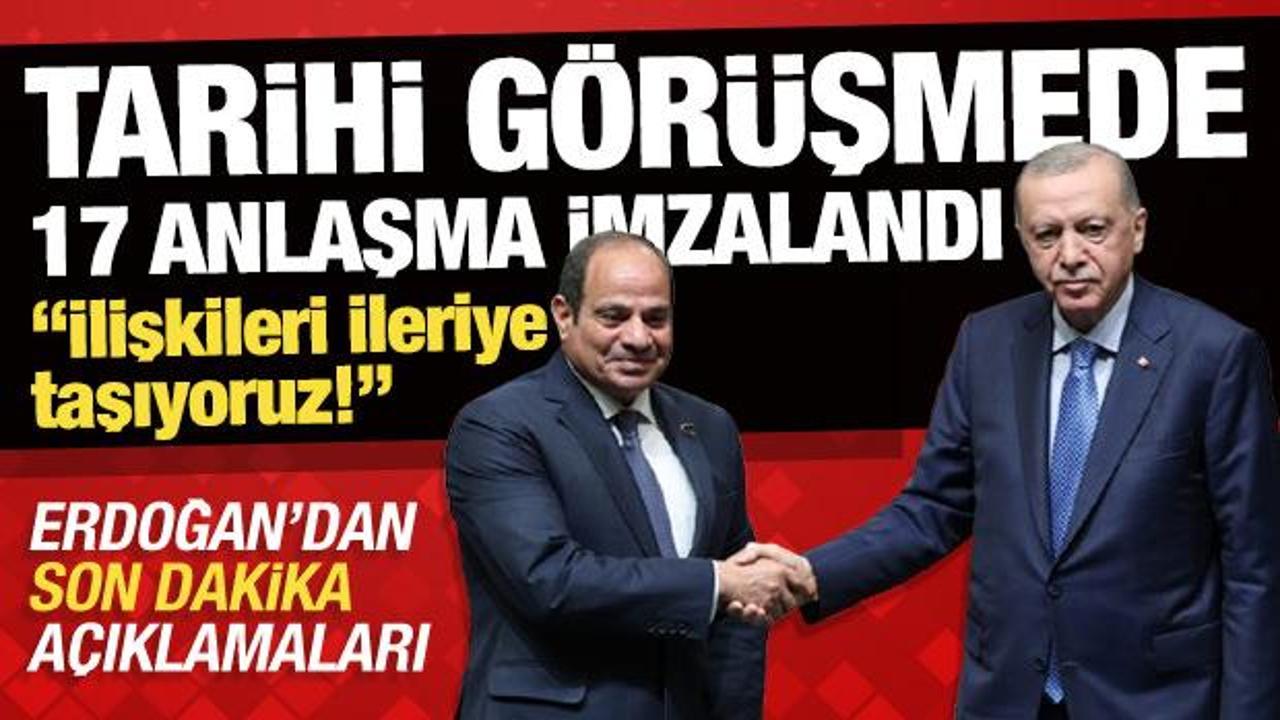 Son dakika: 17 anlaşma imzalandı! Erdoğan ile Sisi'den son dakika a&ccedil;ıklamaları...