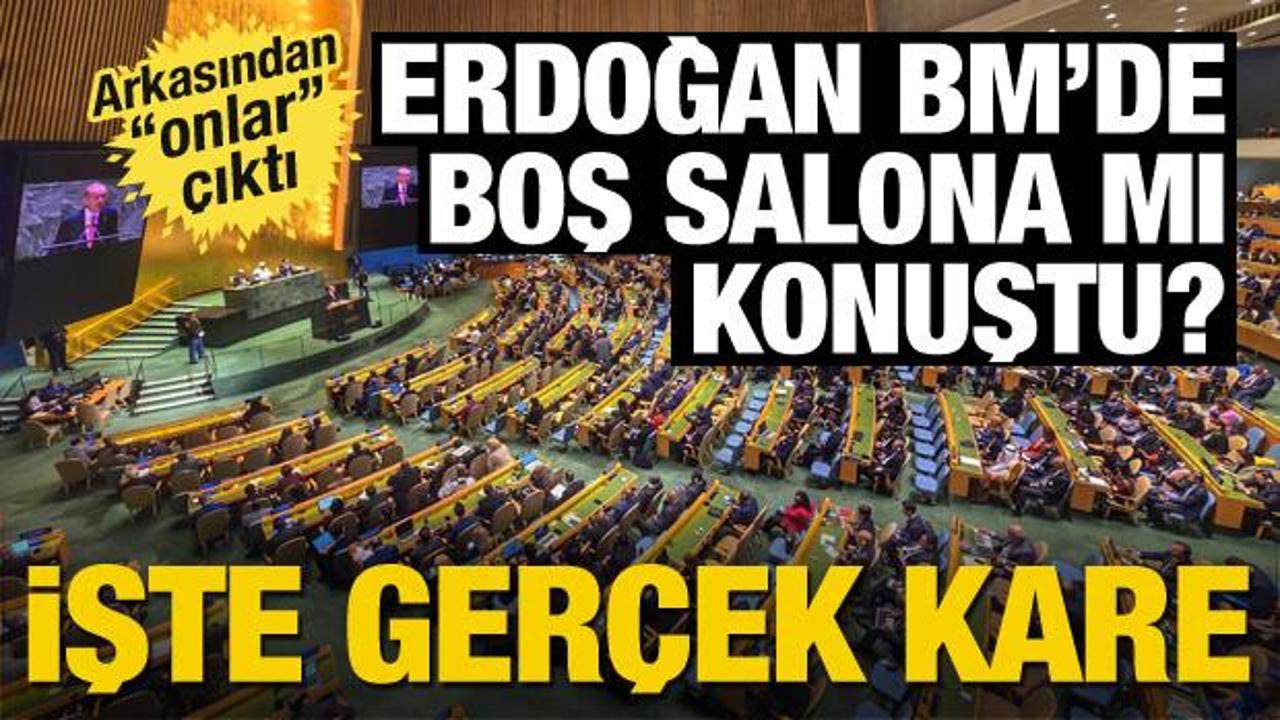 Başkan Erdoğan BM'de boş salona mı konuştu? Tokat gibi fotoğraf