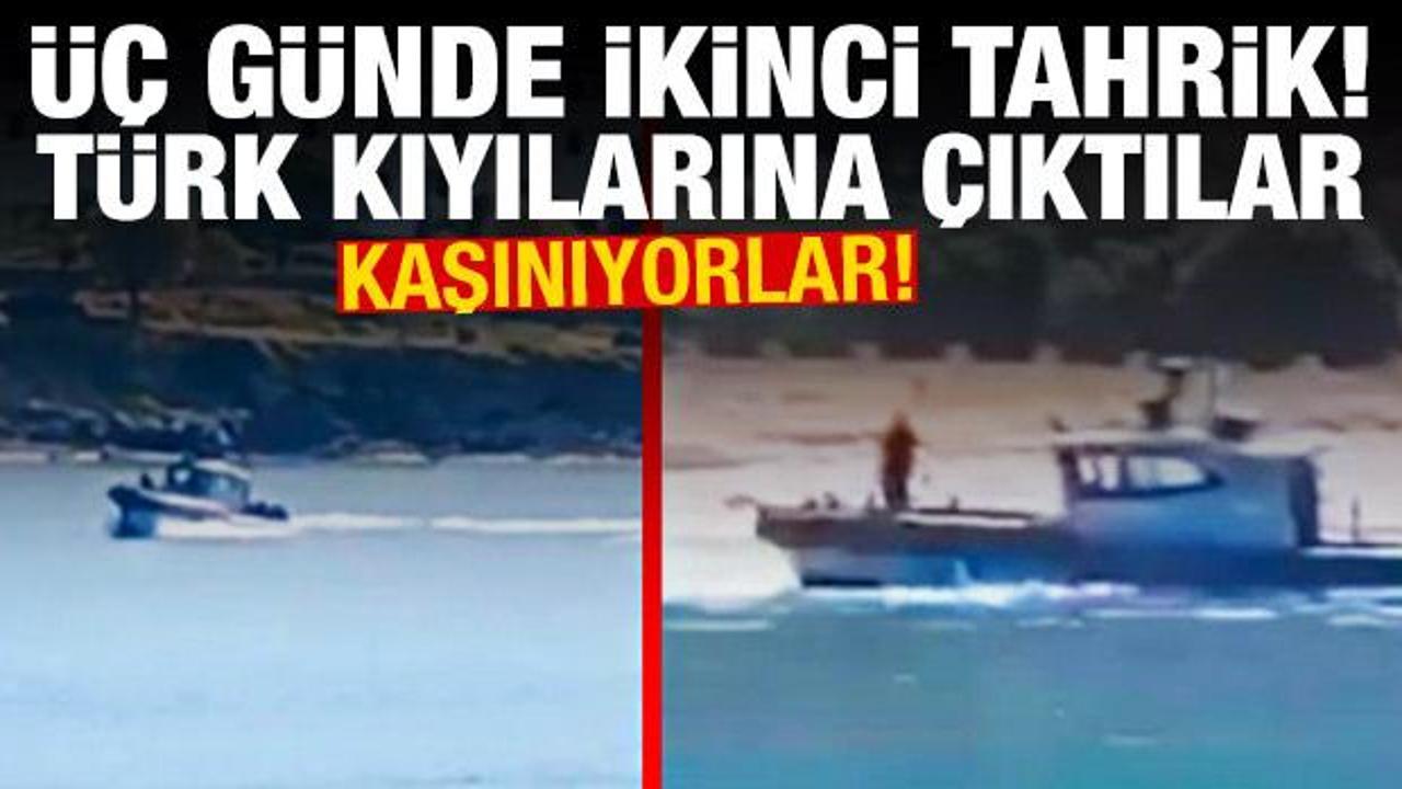 &Uuml;&ccedil; g&uuml;nde ikinci ihlal: Yunan botu T&uuml;rk kıyılarına &ccedil;ıktı