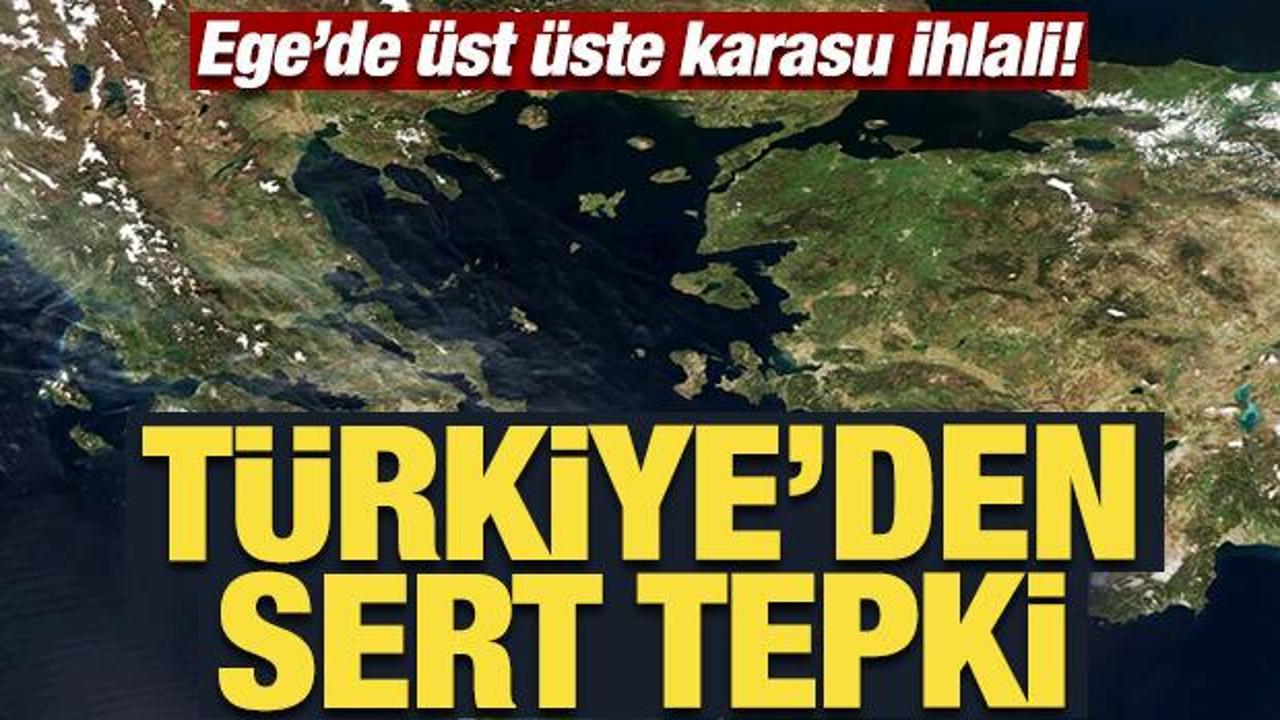 Yunanistan'dan Ege Denizi'nde &uuml;st &uuml;ste karasu ihlali! T&uuml;rkiye'den sert tepki