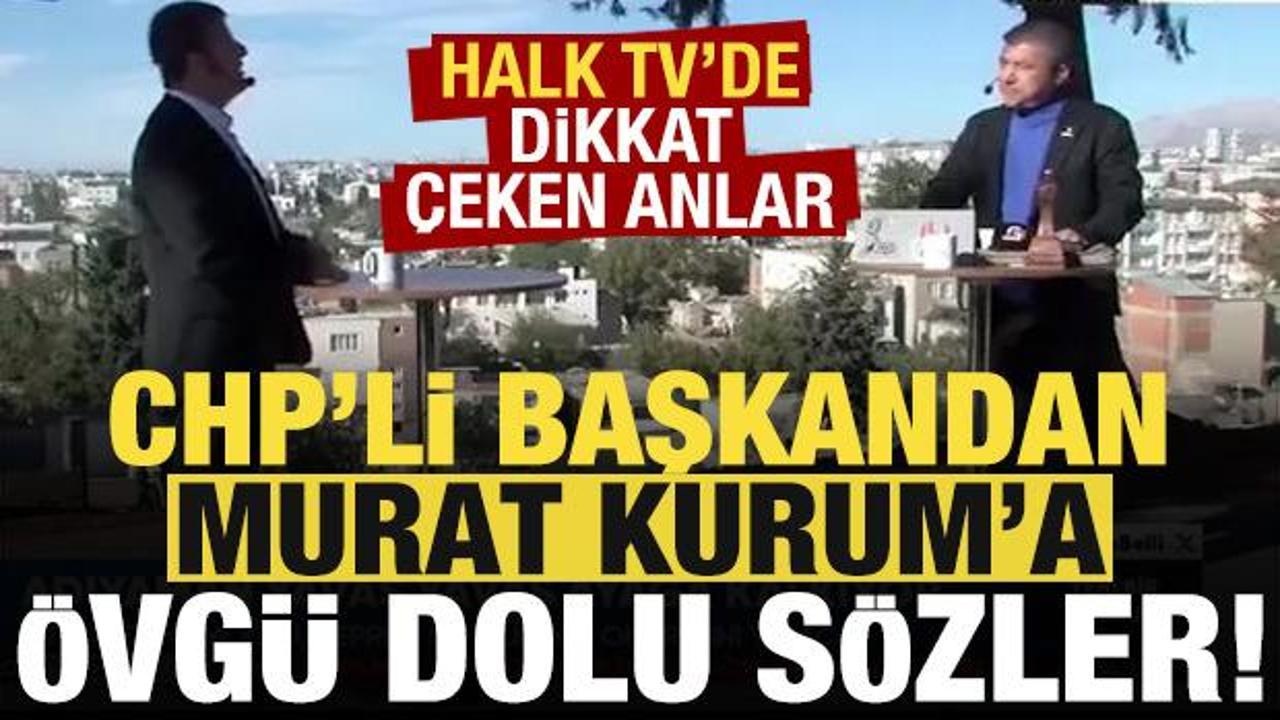 Halk TV ekranlarında dikkat &ccedil;eken anlar! CHP'li başkandan Murat Kurum'a &ouml;vg&uuml; dolu s&ouml;zler
