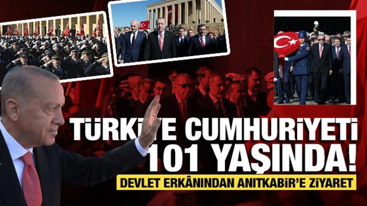 Cumhuriyet 101 yaşında! Cumhurbaşkanı Erdoğan ve devlet erkanı Anıtkabir'de