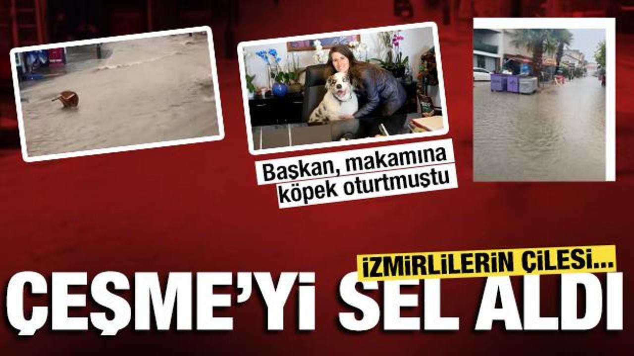 İzmir'in &ccedil;ilesi: &Ccedil;eşme'de yollar g&ouml;le d&ouml;nd&uuml;, masa ve sandalyeler akıntıya kapıldı