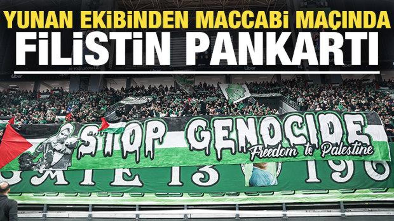 Yunan ekibinden Maccabi maçında Filistin pankartı