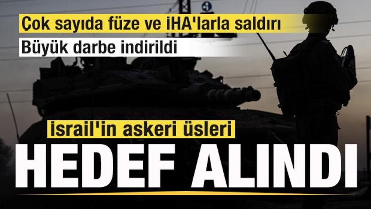 &Ccedil;ok sayıda f&uuml;ze ve İHA'larla İsrail'in askeri &uuml;slerine saldırı! B&uuml;y&uuml;k darbe indirildi