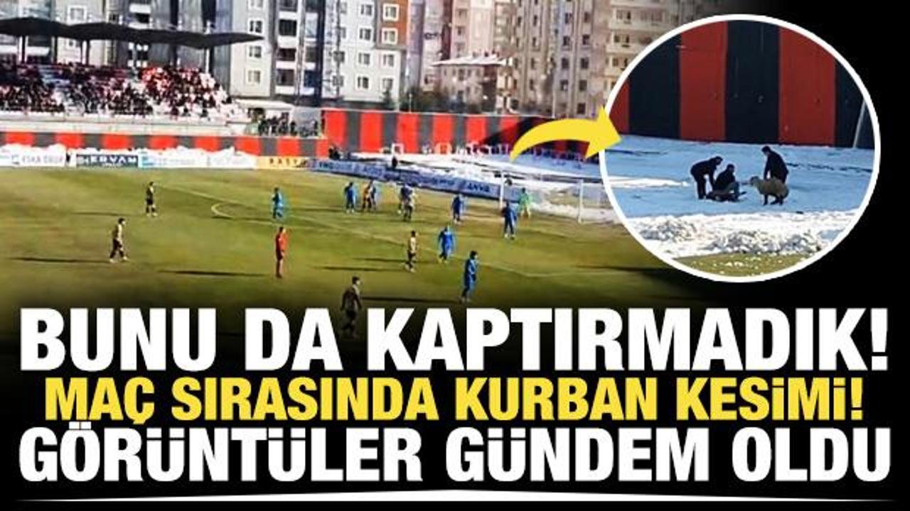 T&uuml;rkiye'de ma&ccedil; sırasında kurban kesimi yapıldı! G&ouml;r&uuml;nt&uuml;ler g&uuml;ndem oldu