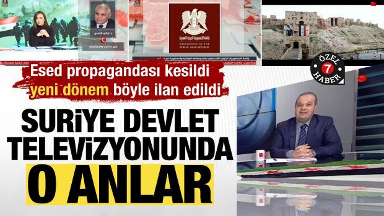 Suriye devlet kanalında o anlar! Esed propagandası kesildi, yeni dönem böyle ilan edildi