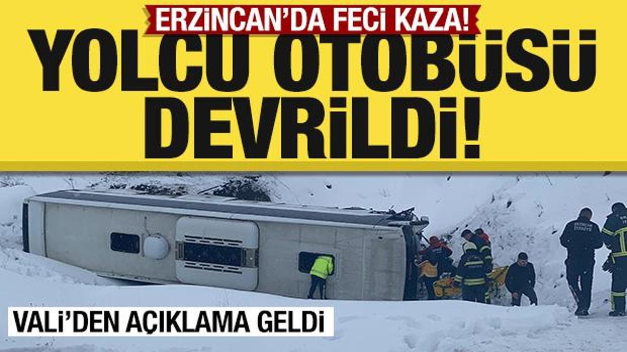 Son dakika... Erzincan'da feci kaza: Yolcu otob&uuml;s&uuml; devrildi!