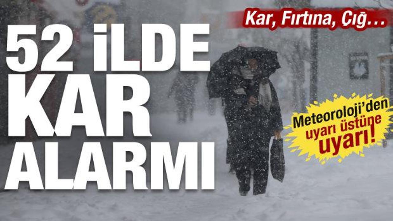 52 ilde kar alarmı, 16'sı sarı kod! Meteoroloji'den uyarı &uuml;st&uuml;ne uyarı: Kuvvetli yağacak