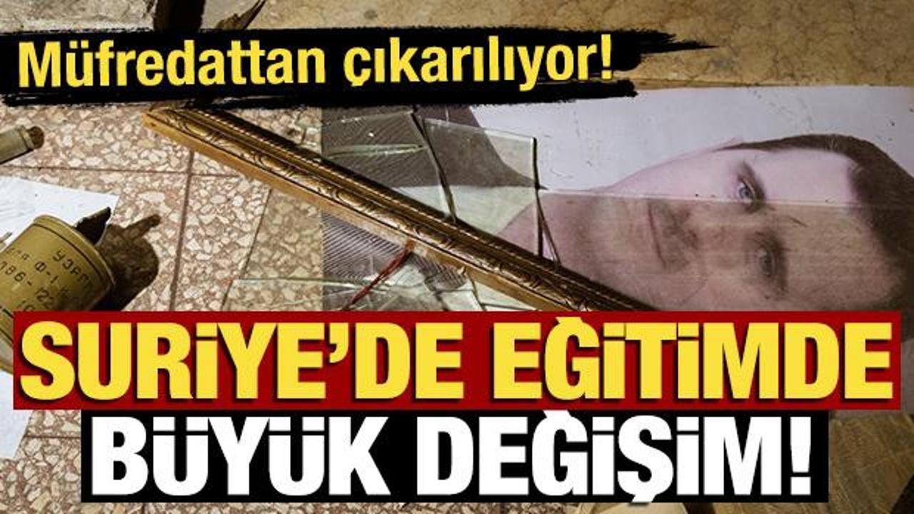 Suriye'de eğitimde b&uuml;y&uuml;k değişim! Esed'i &ouml;ven i&ccedil;erikler &ccedil;ıkartılıyor
