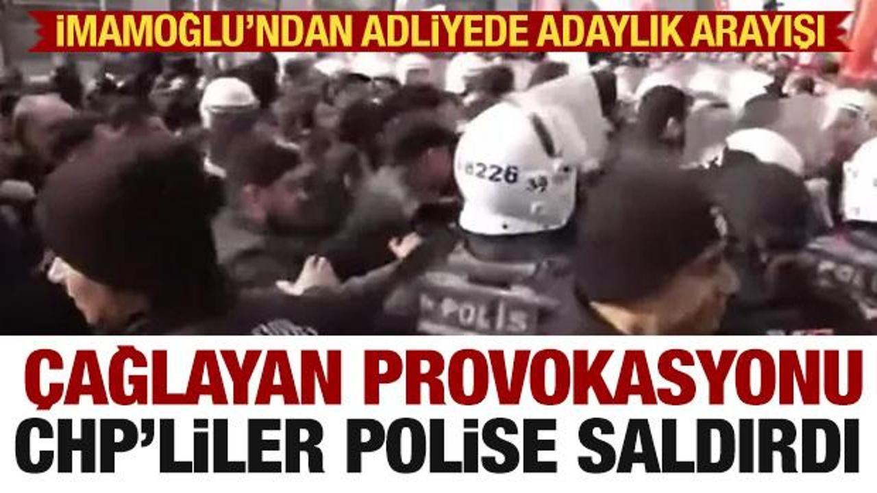Ekrem İmamoğlu adliyede ifade verirken CHP'liler polise saldırdı