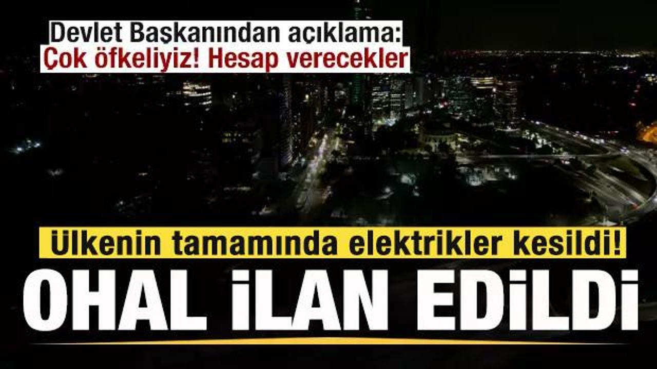 &Uuml;lkenin tamamında elektrikler kesildi! OHAL ilan edildi! Devlet Başkanı: Hesap verecekler