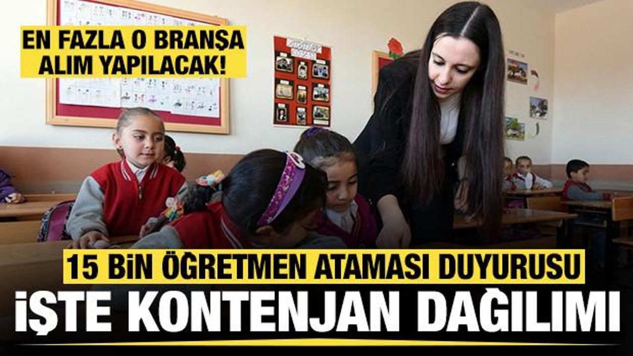 15 bin öğretmen alımına ilişkin alan bazında kontenjan dağılımı açıklandı!