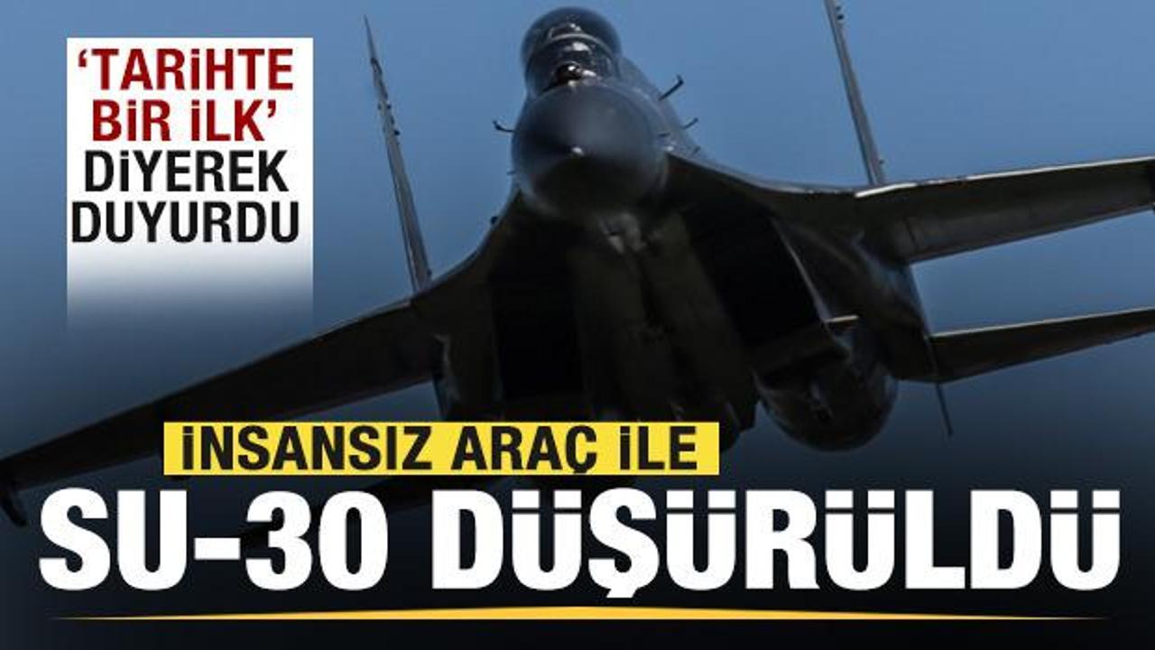 İnsansız ara&ccedil; ile SU-30 savaş u&ccedil;ağı d&uuml;ş&uuml;r&uuml;ld&uuml;! 'Tarihte bir ilk' diyerek duyurdu!