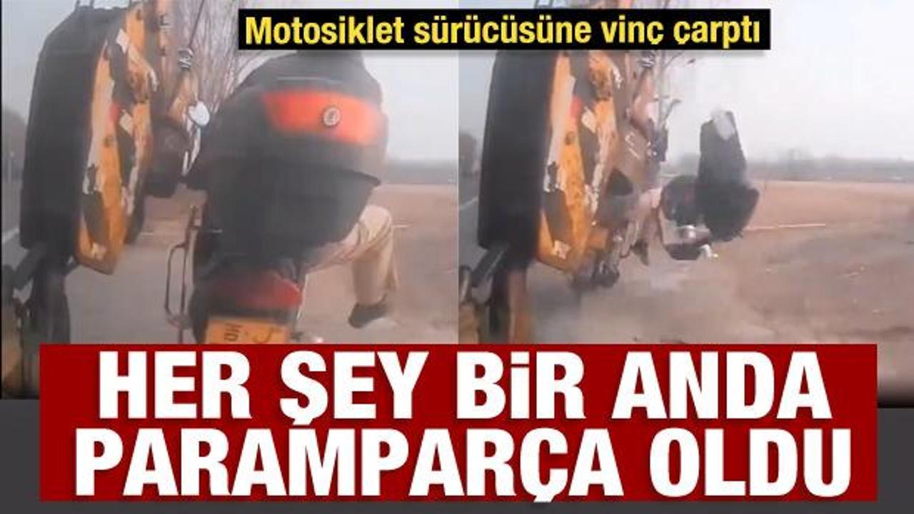 &Ccedil;in'de motosiklet, d&ouml;n&uuml;ş yapan vin&ccedil;e &ccedil;arptı